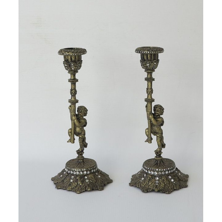 PAIR OF METAL CANDLESTICKS