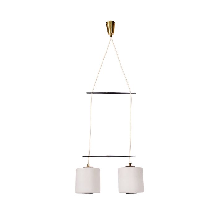 A mid 20th century twin-light pendant ceiling light
