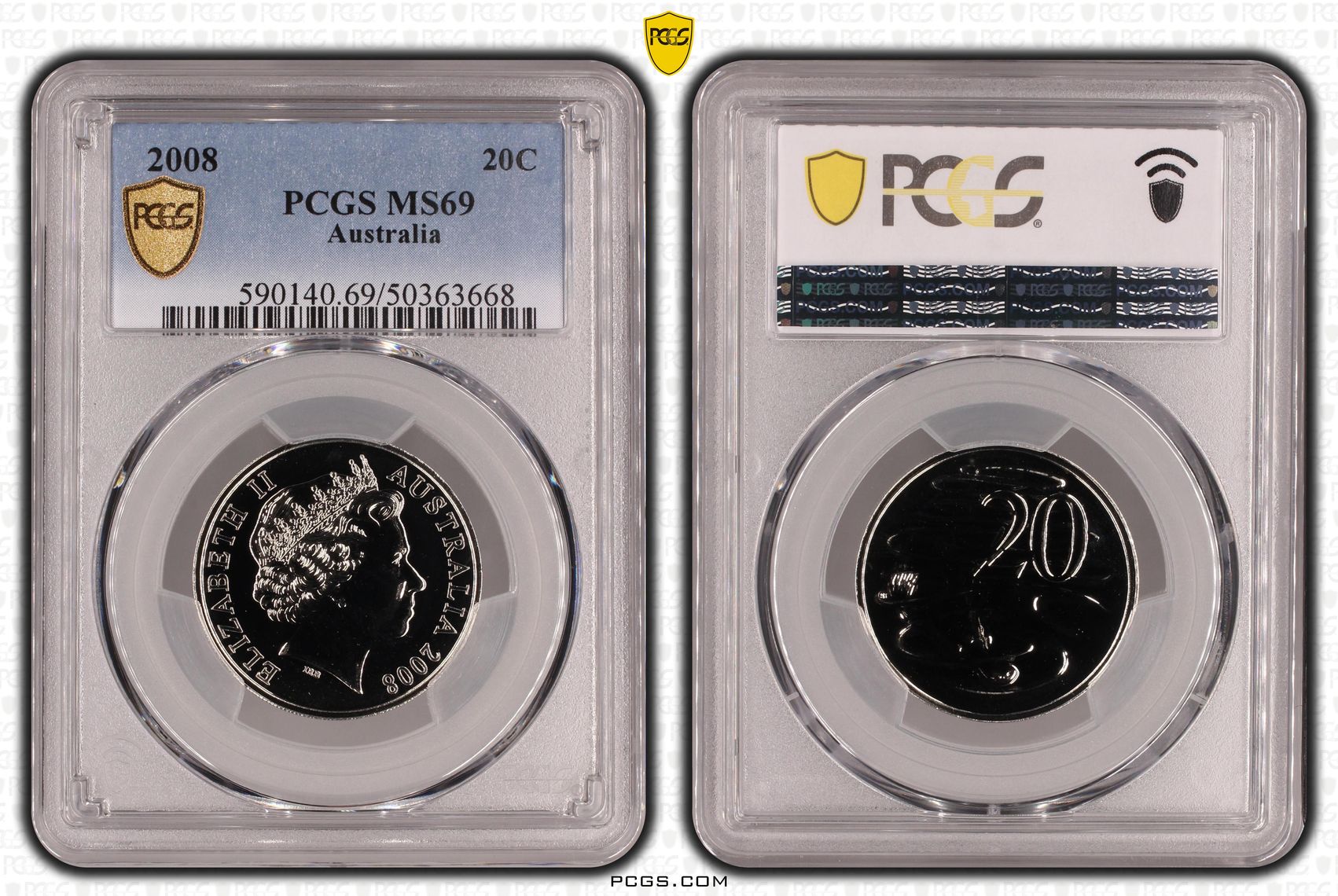 Twenty Cent, 2008, PCGS MS69