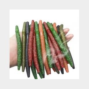 6 Inch Dinger Worm Fih Lure Dark Mos Green Pack of 4 |