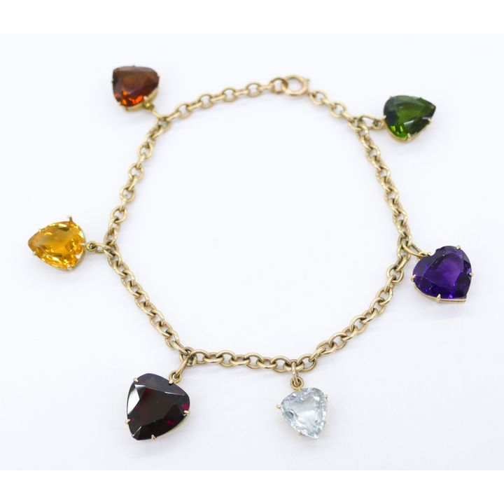 Ladies 14k Heart Gemstone Bracelet