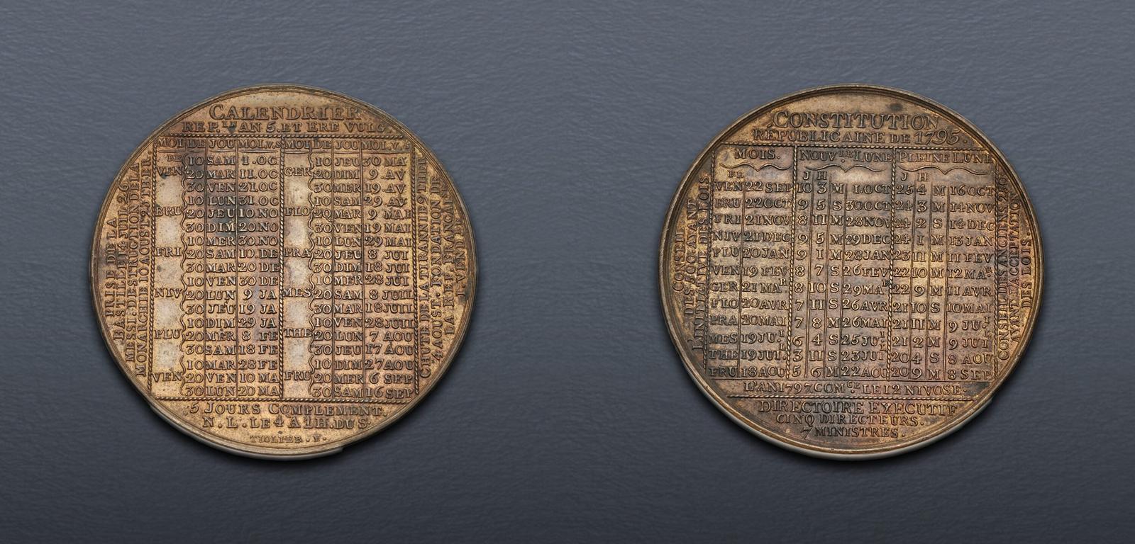 FRANCE, First Republic. Directory. 17951799. Æ Medal (45mm, 43.08 g