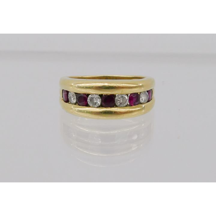 Lady's 18k Ruby and Diamond Ring Size 6.5