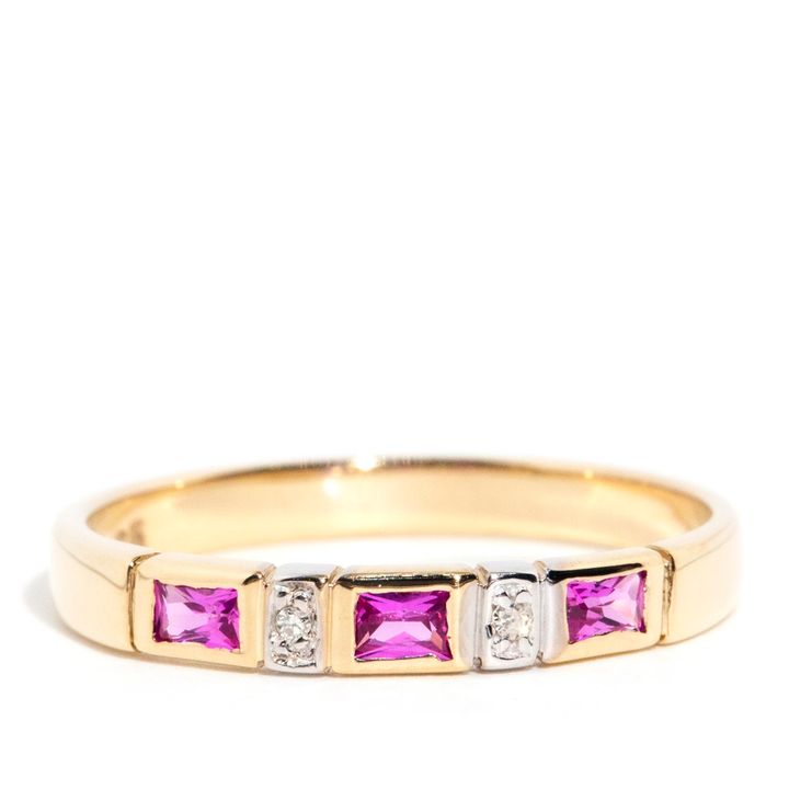 9 Carat Synthetic Pink Sapphire and Diamond Ring