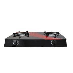 Two Burner Auto Ignition Tempered Glass Panel Gas Stove Red Stripes |
