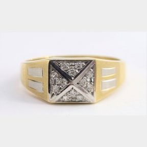 MENS FACNY YELLOW GOLD RING WITH CUBICS - 51620/104