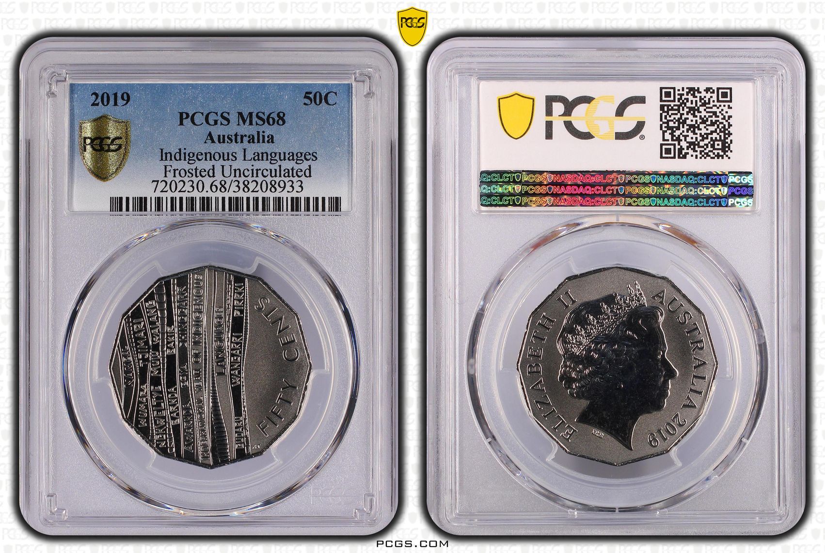 Indigenous Languages Frosted Uncirculated, Fifty Cent, 2019, PCGS MS68
