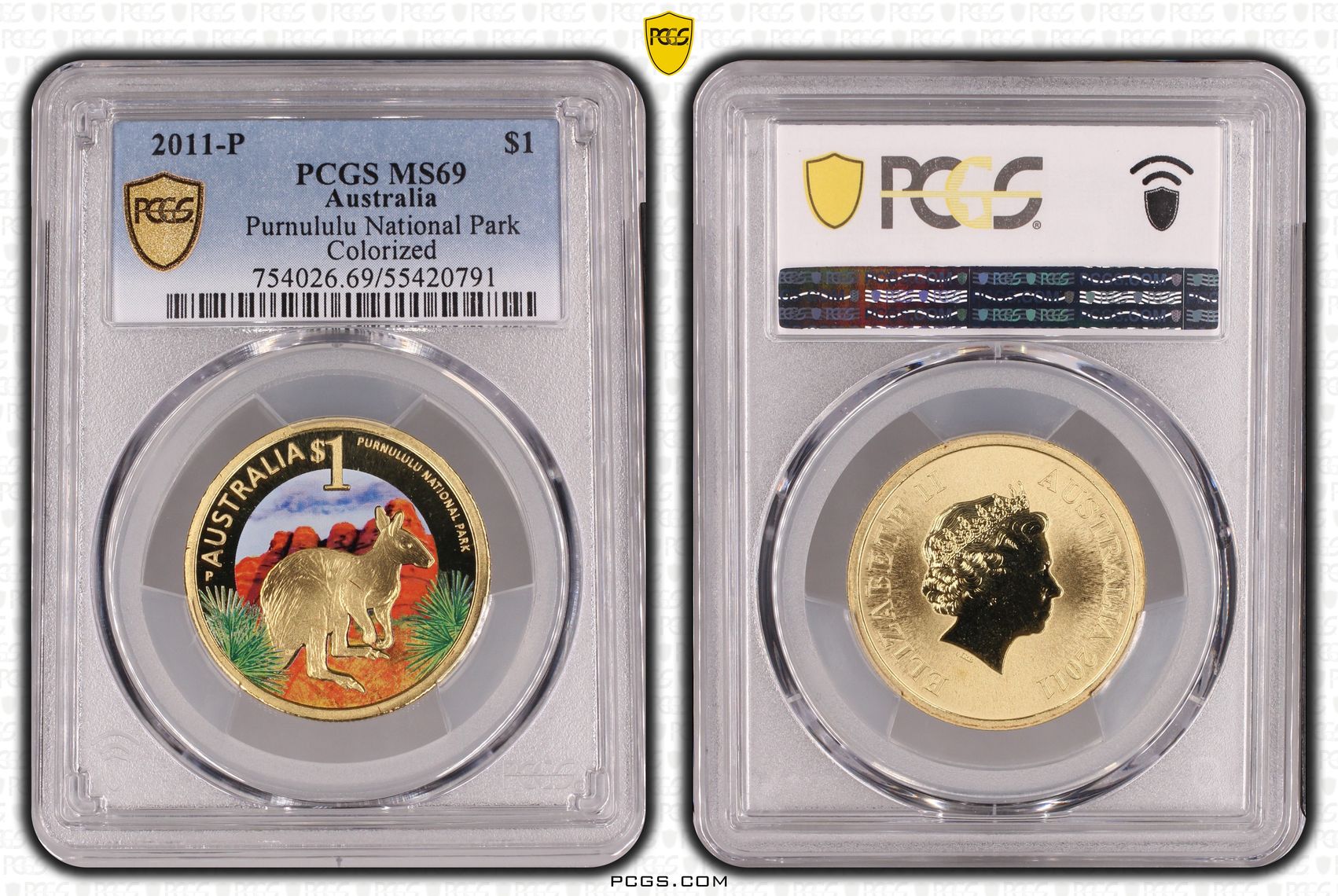 Purnululu National Park Colorized, POP 6/0, One Dollar, 2011-P, PCGS MS69