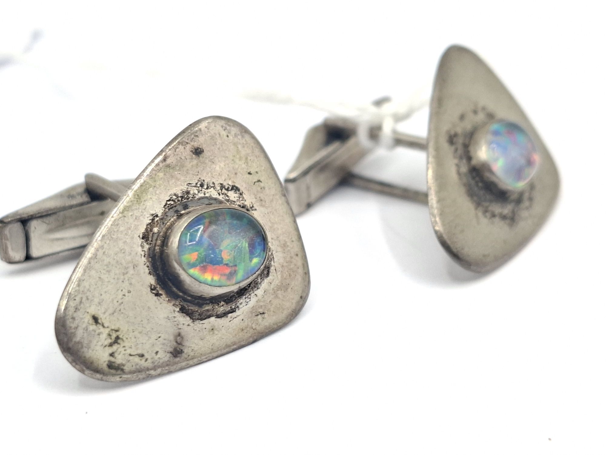 Sterling Silver Opal Cufflinks