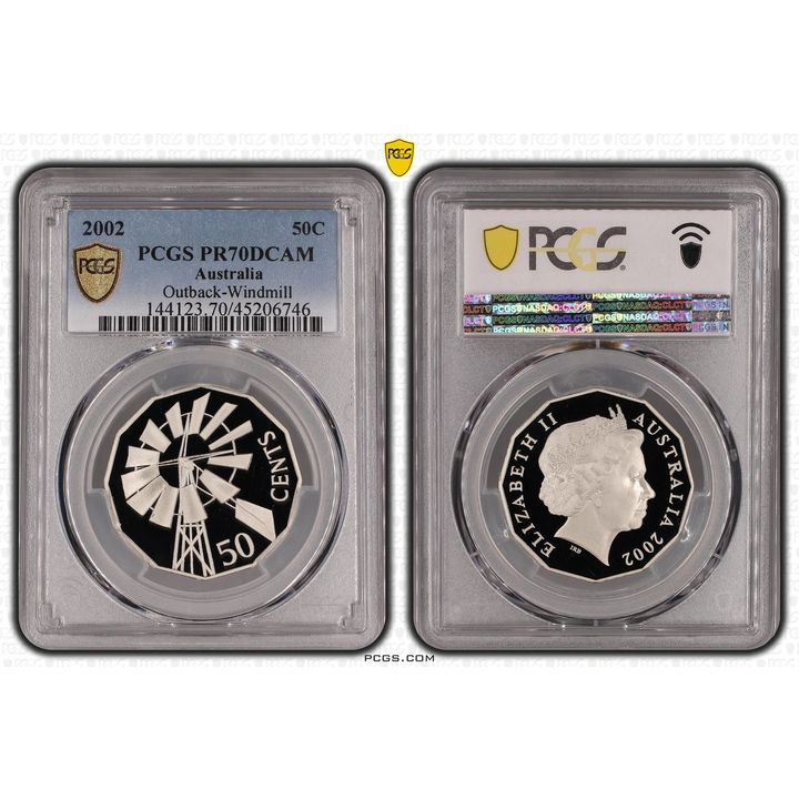 2002 Australia Fifty Cent, 50c Outback-Windmill PCGS - PR70DCAM POP 19/0 -746