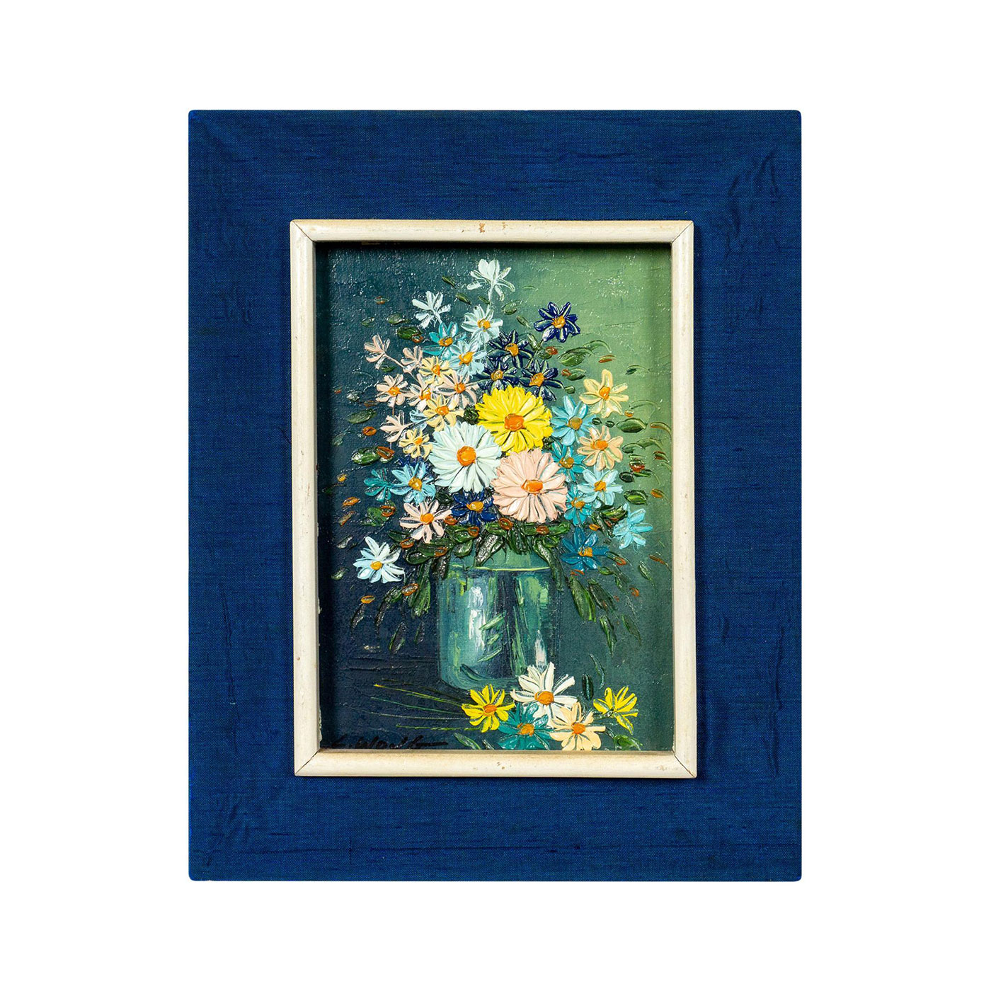 L. Wong Signed Oil Painting on Board, Flowers | Lion and Unicorn