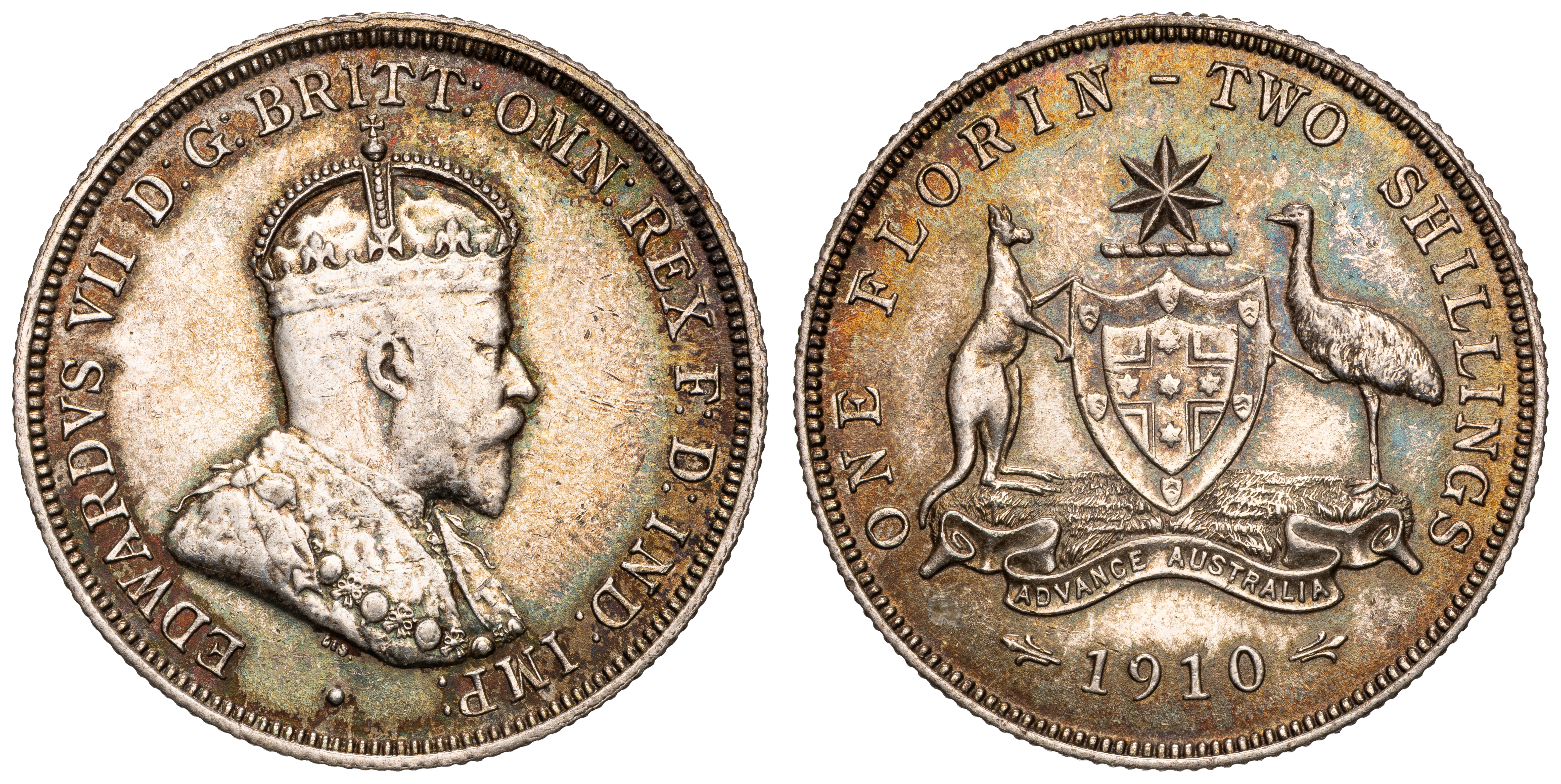 Edward VII, Florin, 1910, EF
