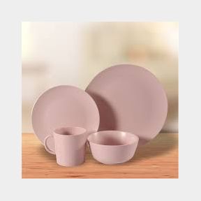 Dream World 16 Piece Minimalist Coupe Stoneware Dinner Set - Peach - Bar 9902056695890- 51748/13053