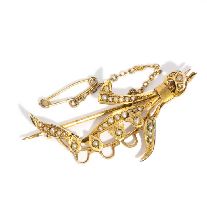 Antique 9ct Gold Pearl Brooch,