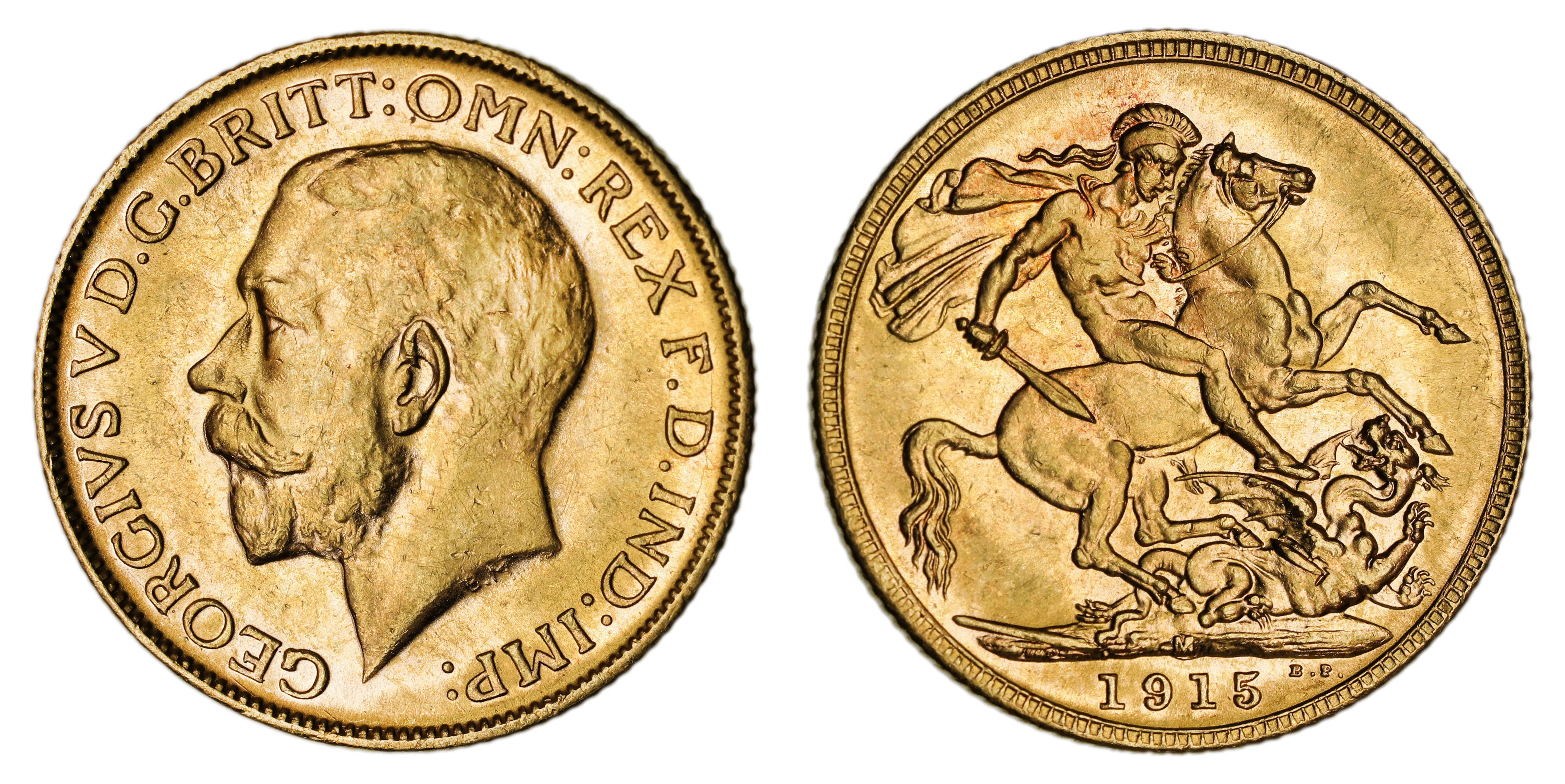 George V, St. George Reverse - Melbourne Mint, Sovereign, 1915, UNC