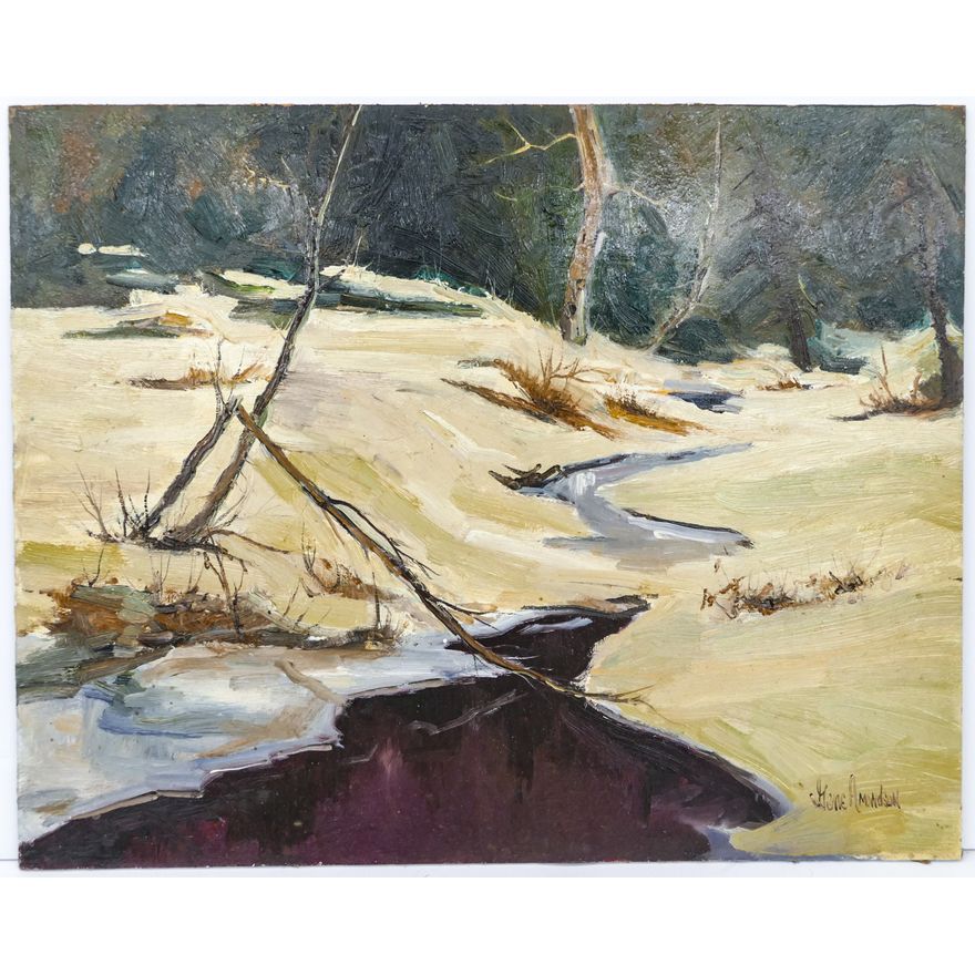 Gene Amondson ''Snowy Creek'' Oil on Masonite 16''x20''