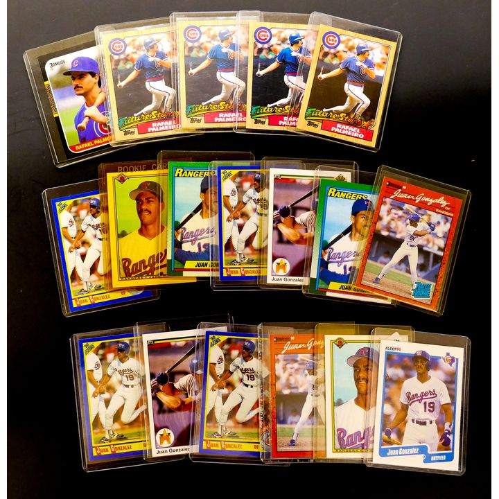 18pc Rafael Palmeiro and Juan Gonzalez Baseball Cards.