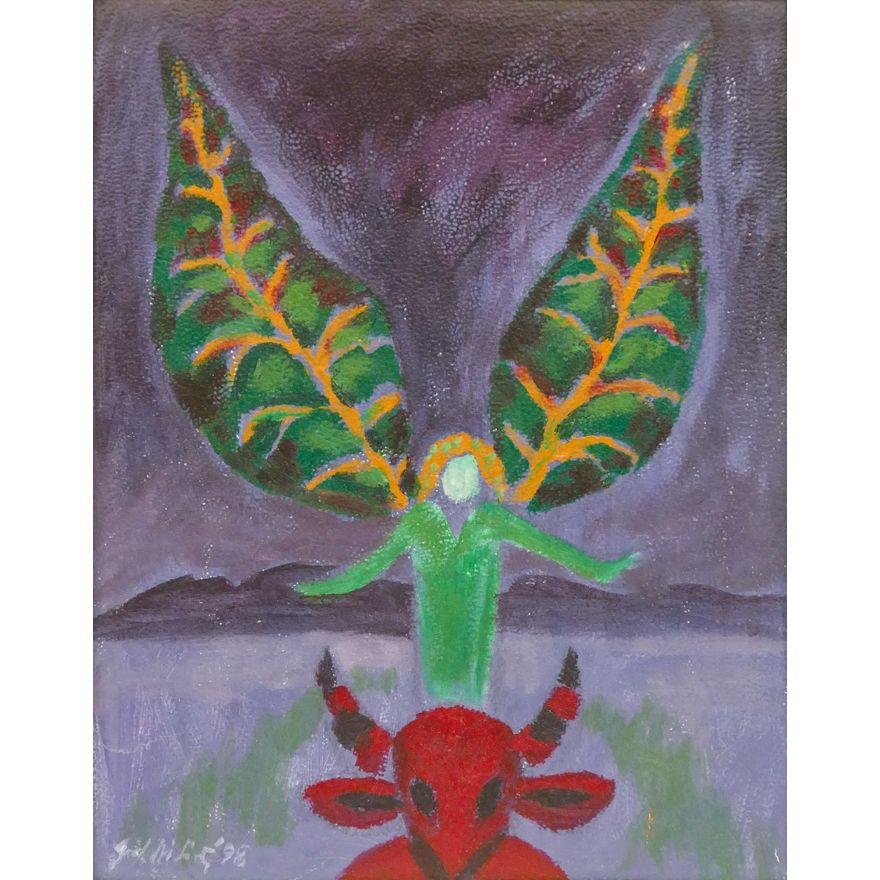 Jack McLarty ''Leaf Angel'' Signed 1998 Acrylic on Canvas Framed 18''x15''