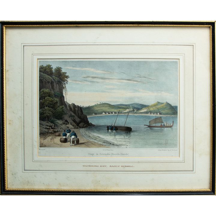 Menard 'Village de Koro-rareka (Nouvelle Zélande), ‘Watering Bay, Early Russell’'