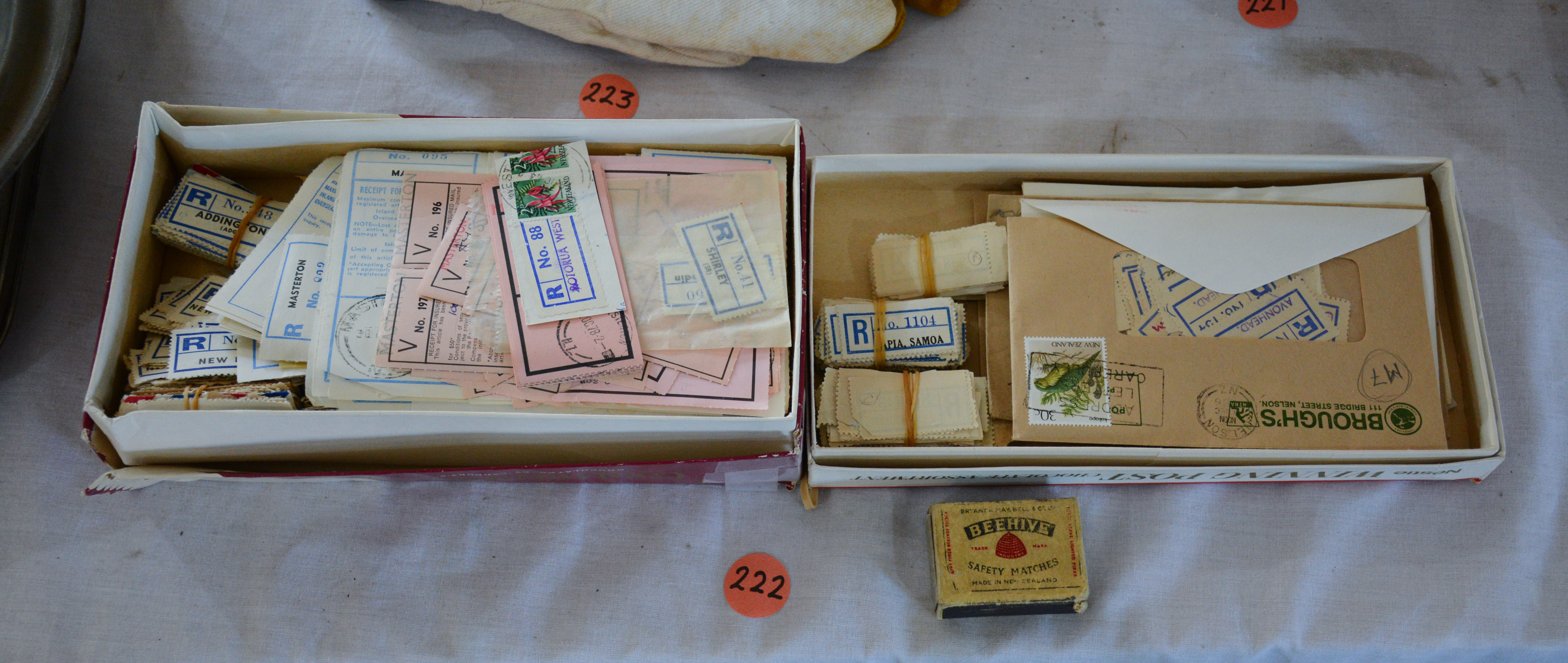 Postal History Registered Letter Receipts 2 Boxes — NZ auction result