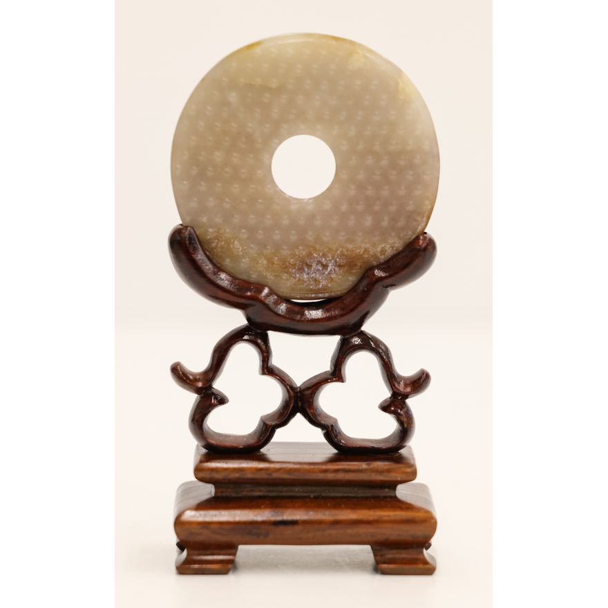 Chinese Han to Ming Jade Bi Disc on Stand