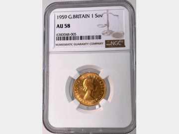 1959 ELIZABETH II PRE-DECIMAL GOLD SOVEREIGN AU58