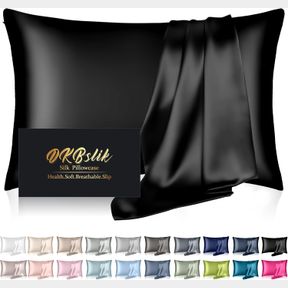 SILK PILLOWCASE FOR HAIR AND SKIN, MULBERRY SILK PILLOW CASES STANDARD SIZE, ANTI ACNE COOLING BEAUTY SLEEP BOTH SIDES NATURAL SIL