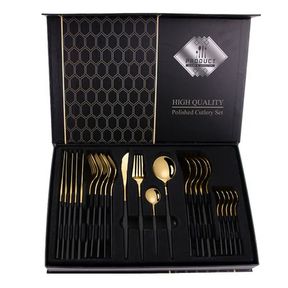 20 Piece Stainless Steel Cutlery Set Black Gold | 1 SPOON ONLY INCOMPLETE