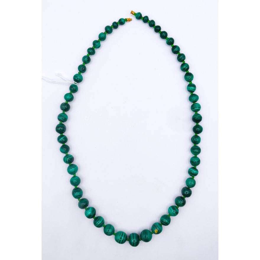 Large Malachite Stone Bead Necklace 24''