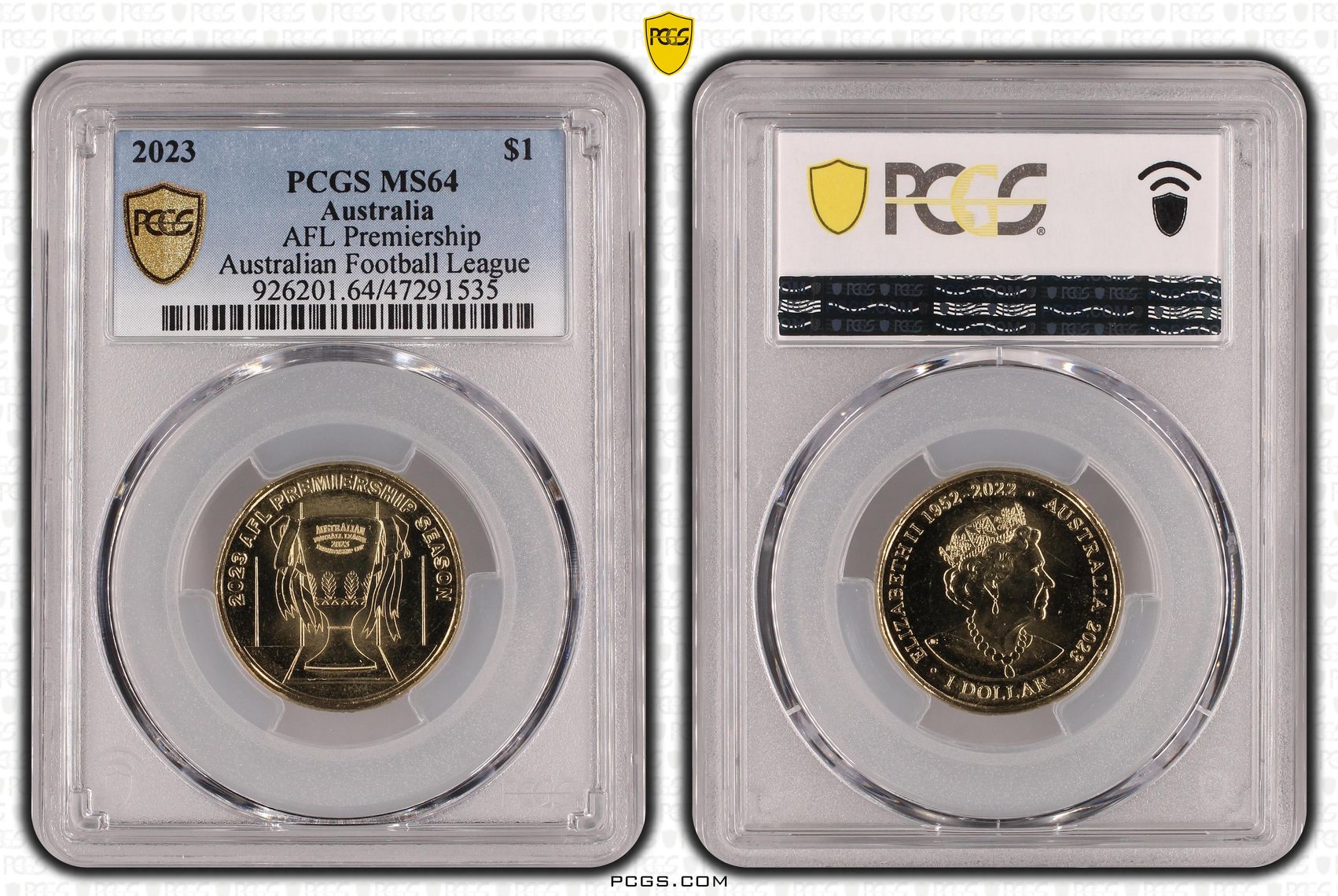 Elizabeth II, AFL- AFL Premiership, One Dollar, 2023, PCGS MS64