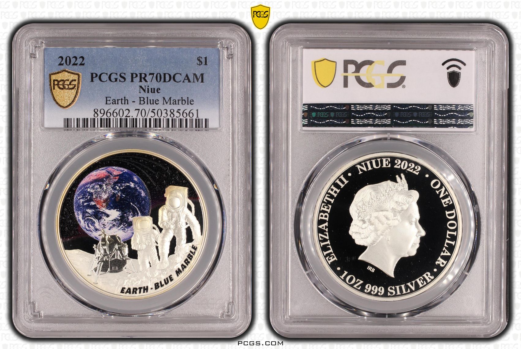 Niue, Earth - Blue Marble, POP 5/0, One Dollar, 2022, PCGS PR70DCAM
