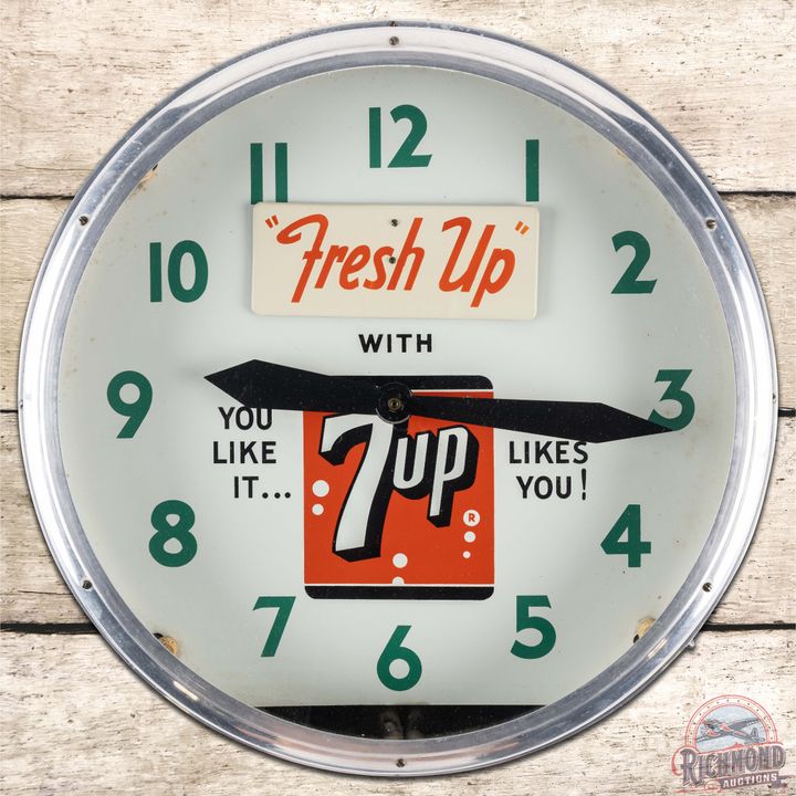 "Fresh Up" with 7up Swihart Neon Advertising Clock w/ Logo