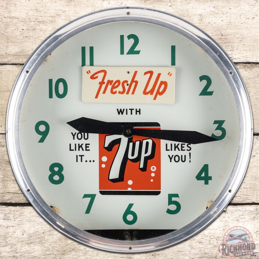 "Fresh Up" with 7up Swihart Neon Advertising Clock w/ Logo