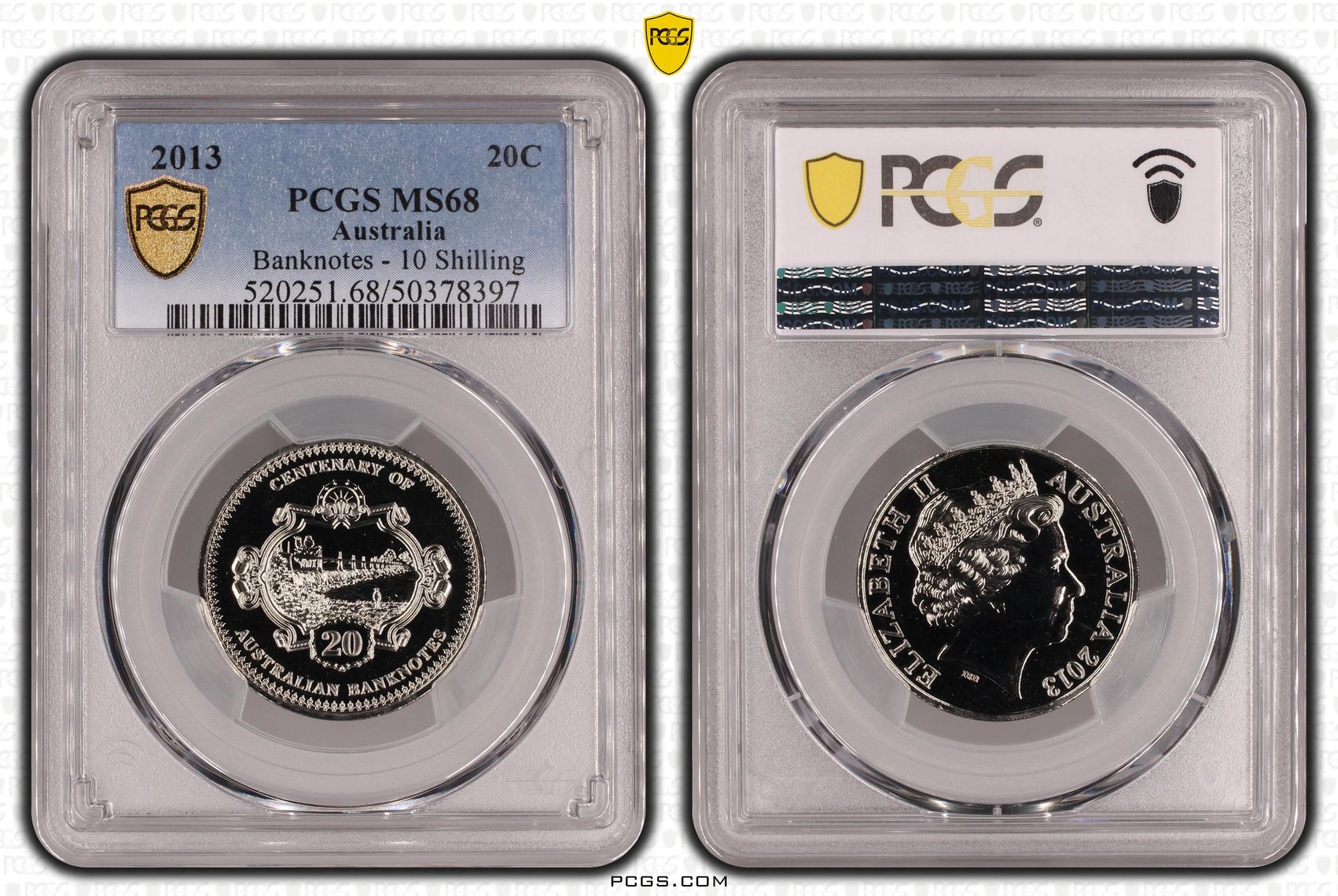 Banknotes - 10 Shilling , Twenty Cent, 2013, PCGS MS68