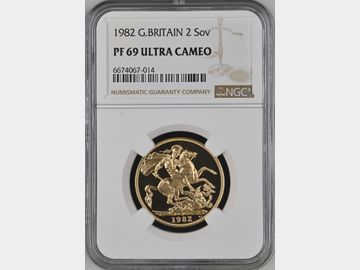 1982 ELIZABETH II PROOF GOLD 2 POUND COIN PF69 UCAM