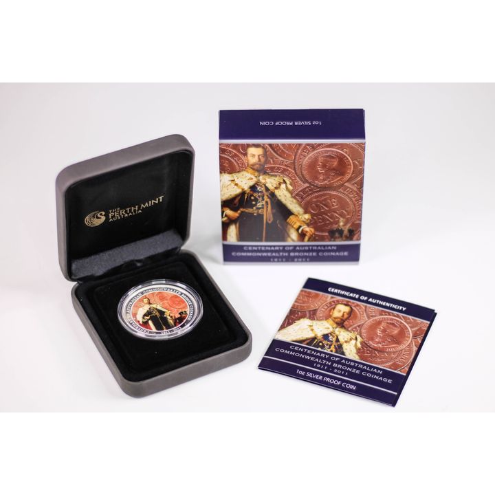 2011 Perth Mint $1 Fine Silver 1oz Bronze Coinage 1911-2011 Coin