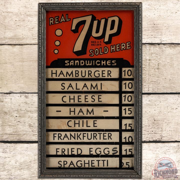 Real 7up Sold Here Sandwiches Pricer Advertising Sign