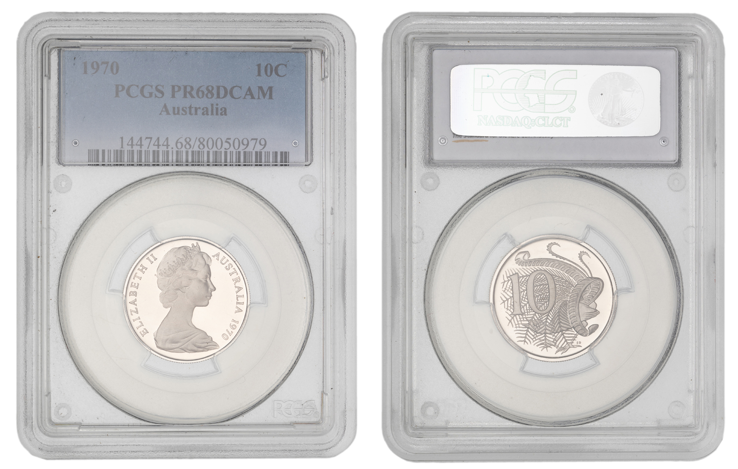Elizabeth II, Ten Cent, 1970, PCGS PR68DCAM