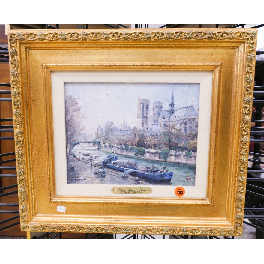 Thomas Kinkade Notre Dame Paris S/N Giclee on Canvas Framed- 14x16''