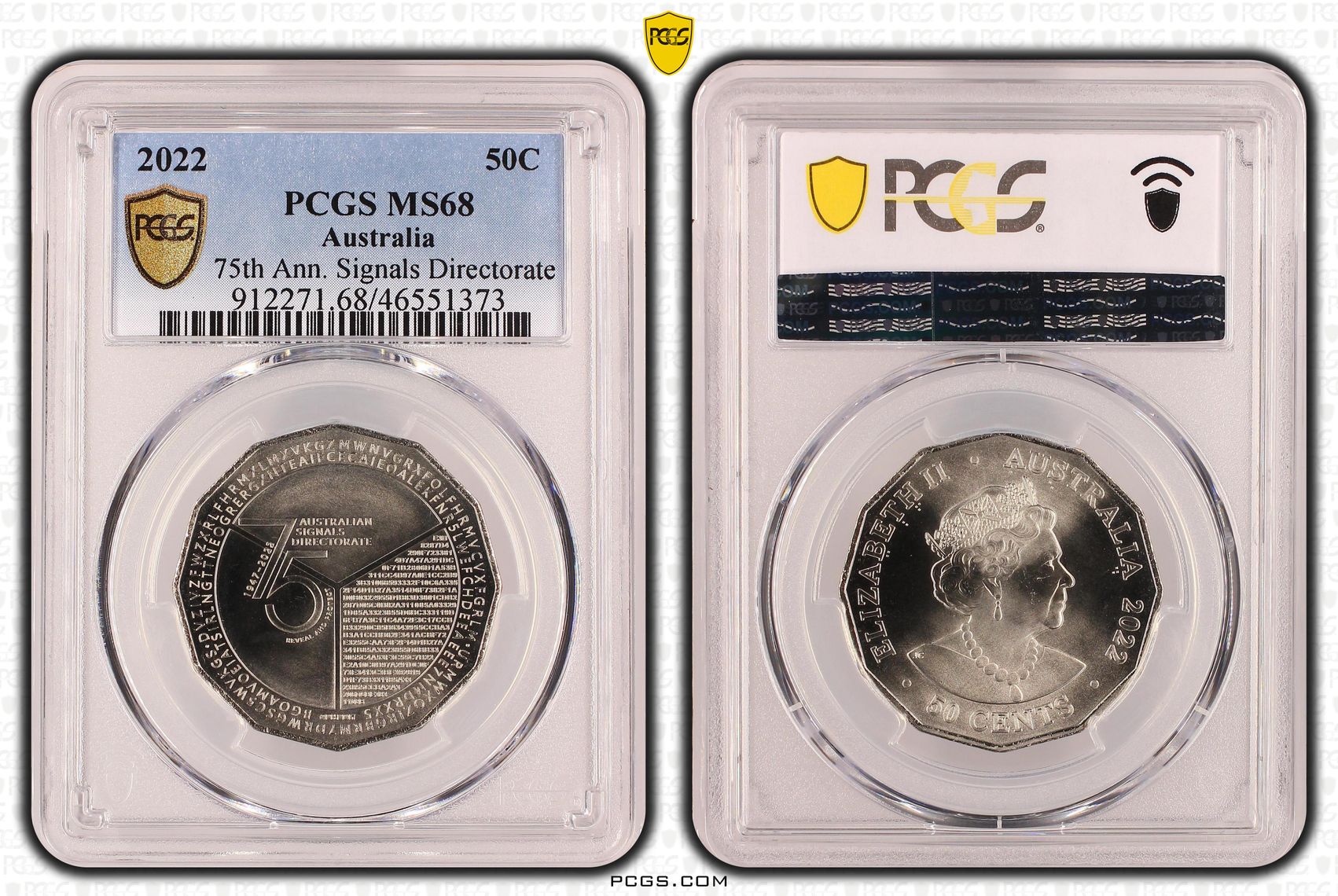 75th Ann. Signals Directorate , Fifty Cent, 2022, PCGS MS68