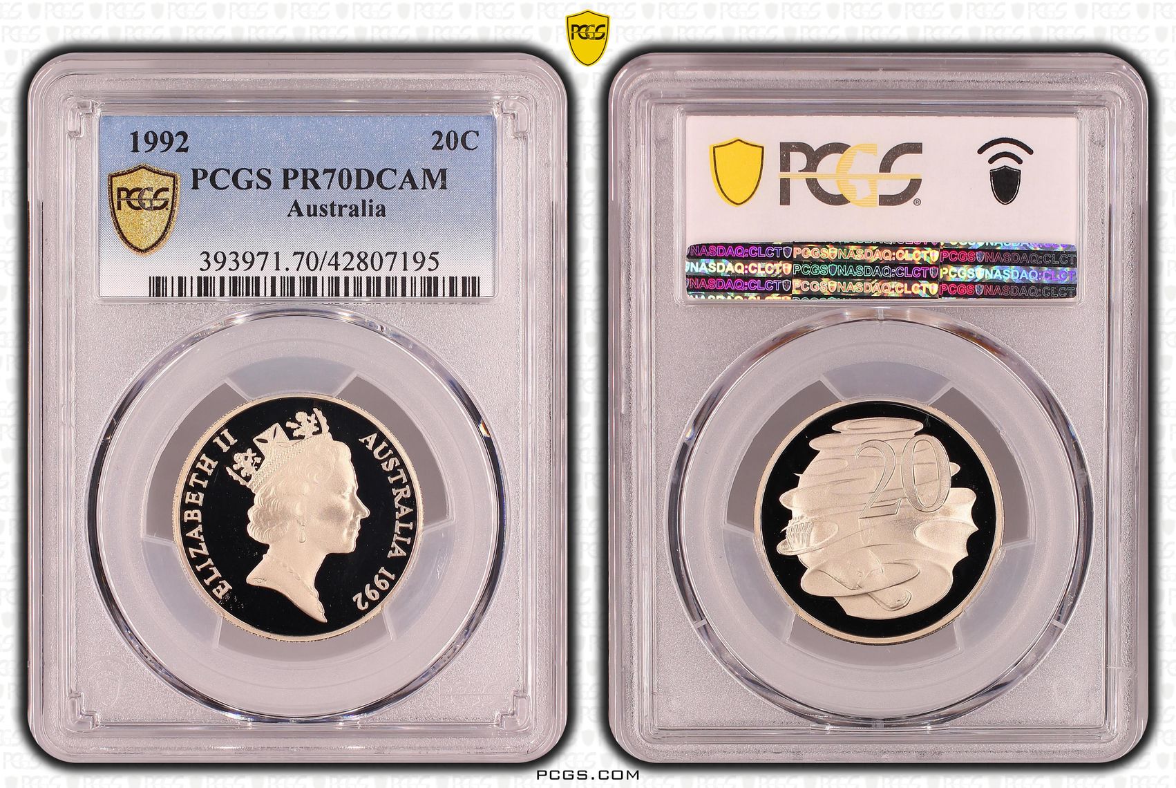 486 · 1992 Australia Twenty Cent, 20c PCGS - PR70DCAM POP 18/0 -195