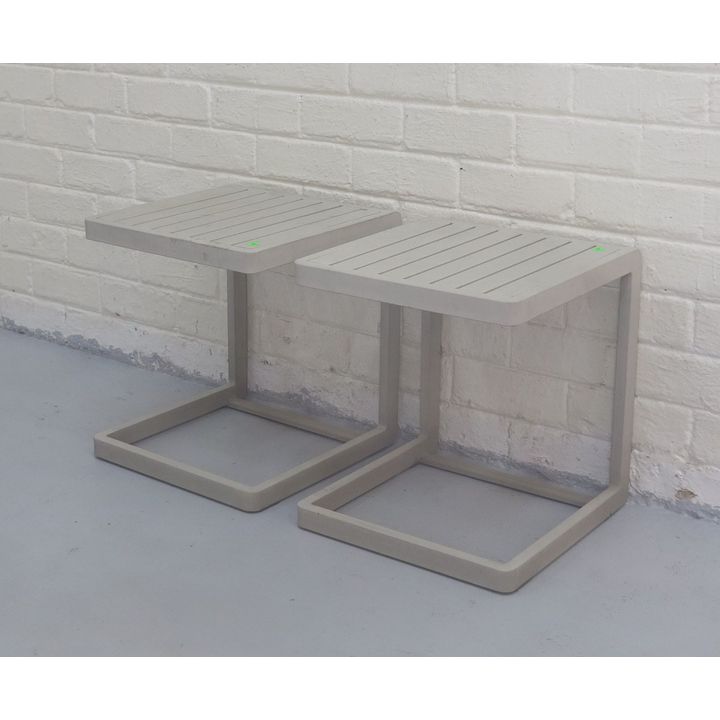 PAIR OF ALUMINIUM SIDE TABLES