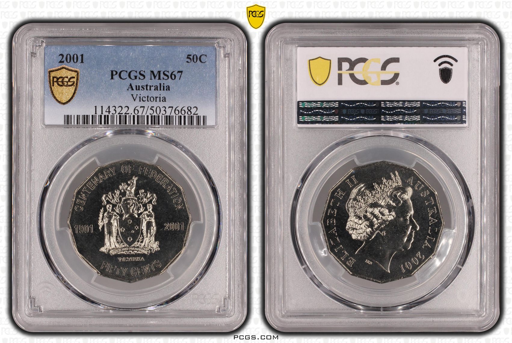 Victoria , Fifty Cent, 2001, PCGS MS67