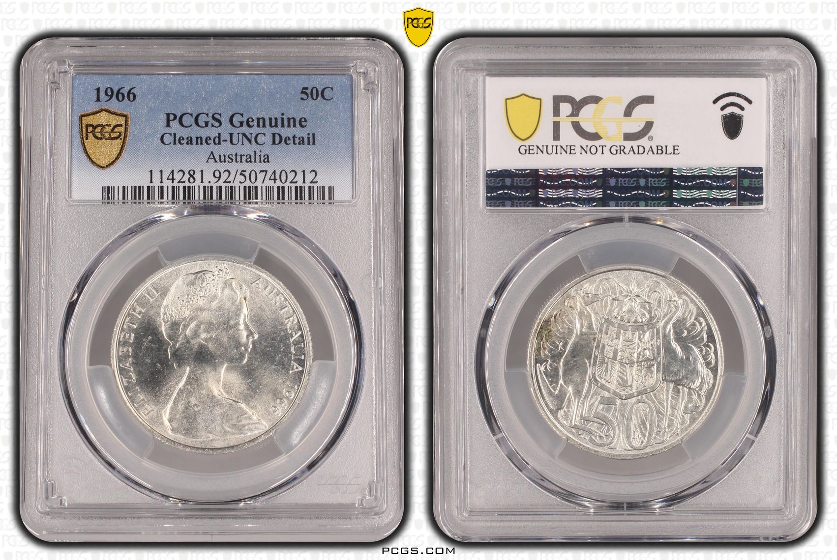 Fifty Cent, 1966, PCGS Genuine - UNC Details (92 - Cleaned)
