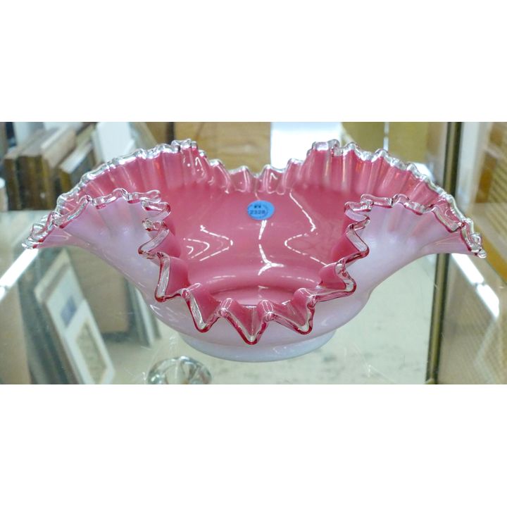 Pink Ruffle Glass Bowl 10''