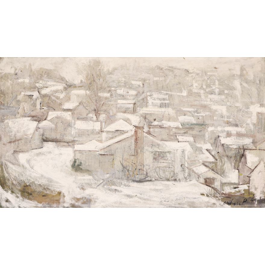 Ambrose Patterson ''Suburban Snow'' 1949 Oil