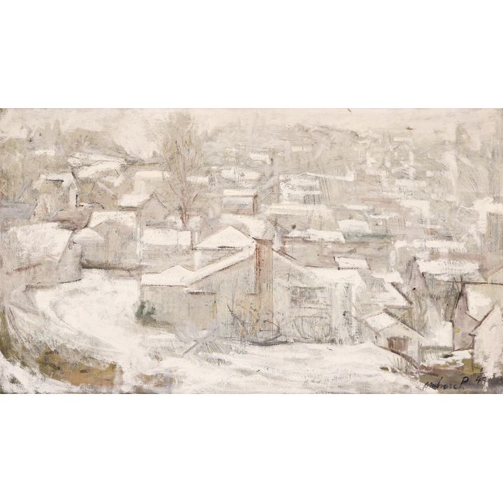 Ambrose Patterson ''Suburban Snow'' 1949 Oil