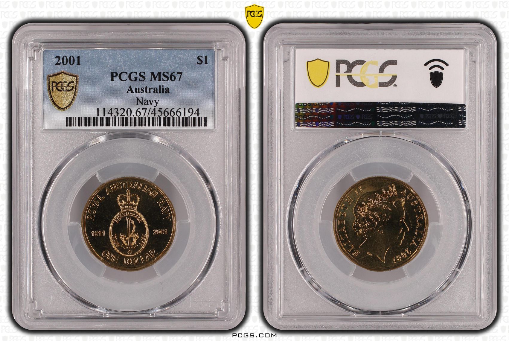 Elizabeth II, Navy, One Dollar, 2001, PCGS MS 67