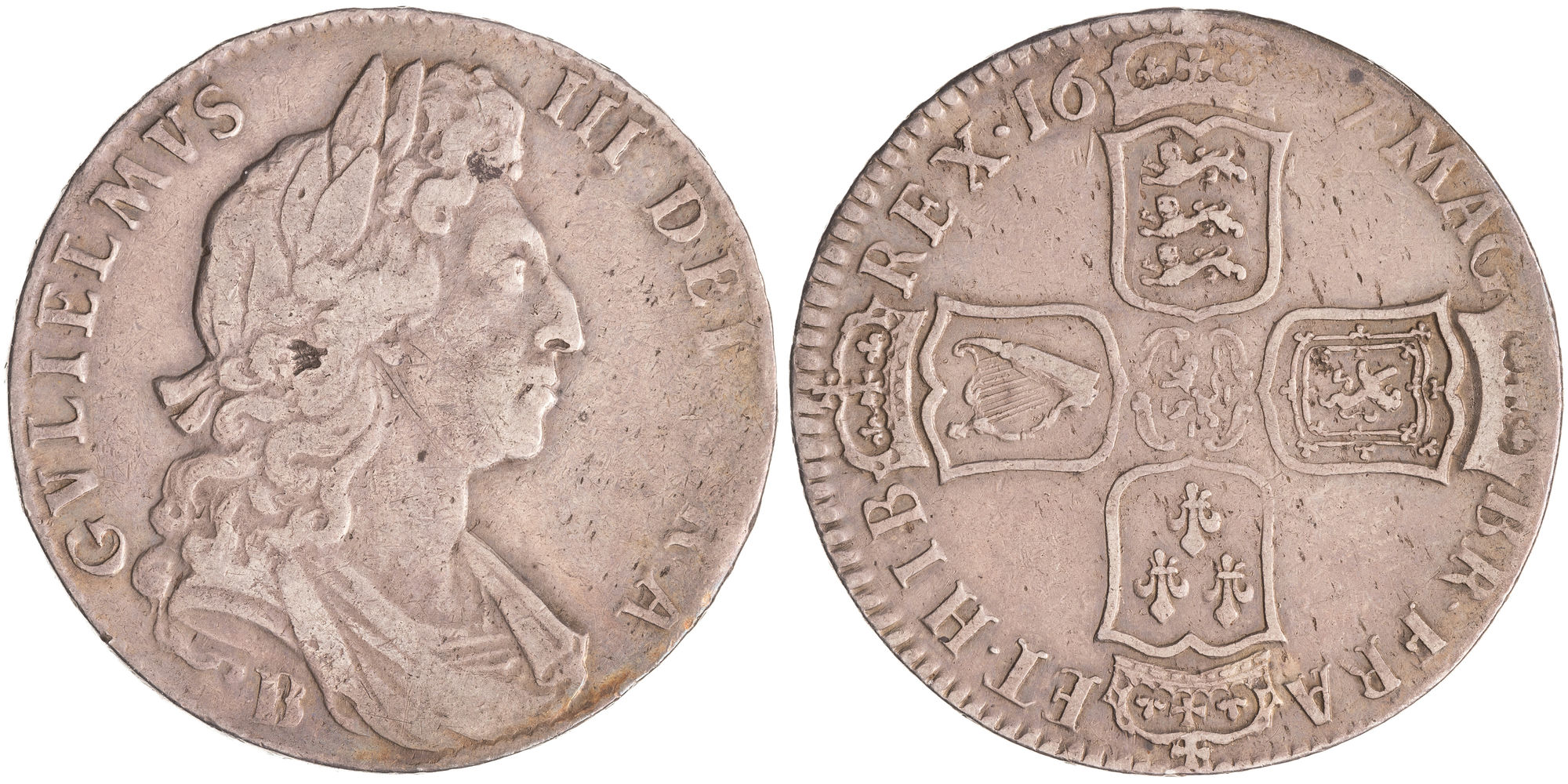 Great Britain, William III, Halfcrown, 1697-B, Fine