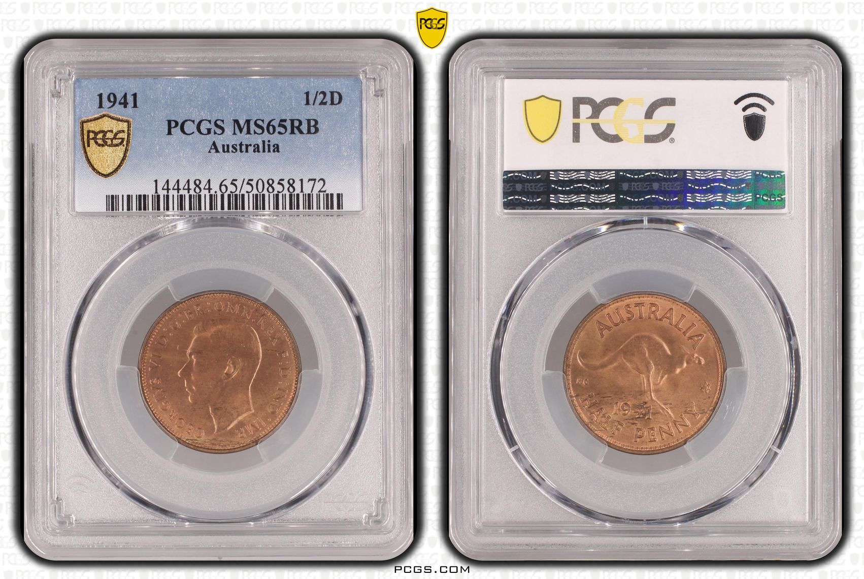 POP 5/0, Halfpenny, 1941, PCGS MS65RB